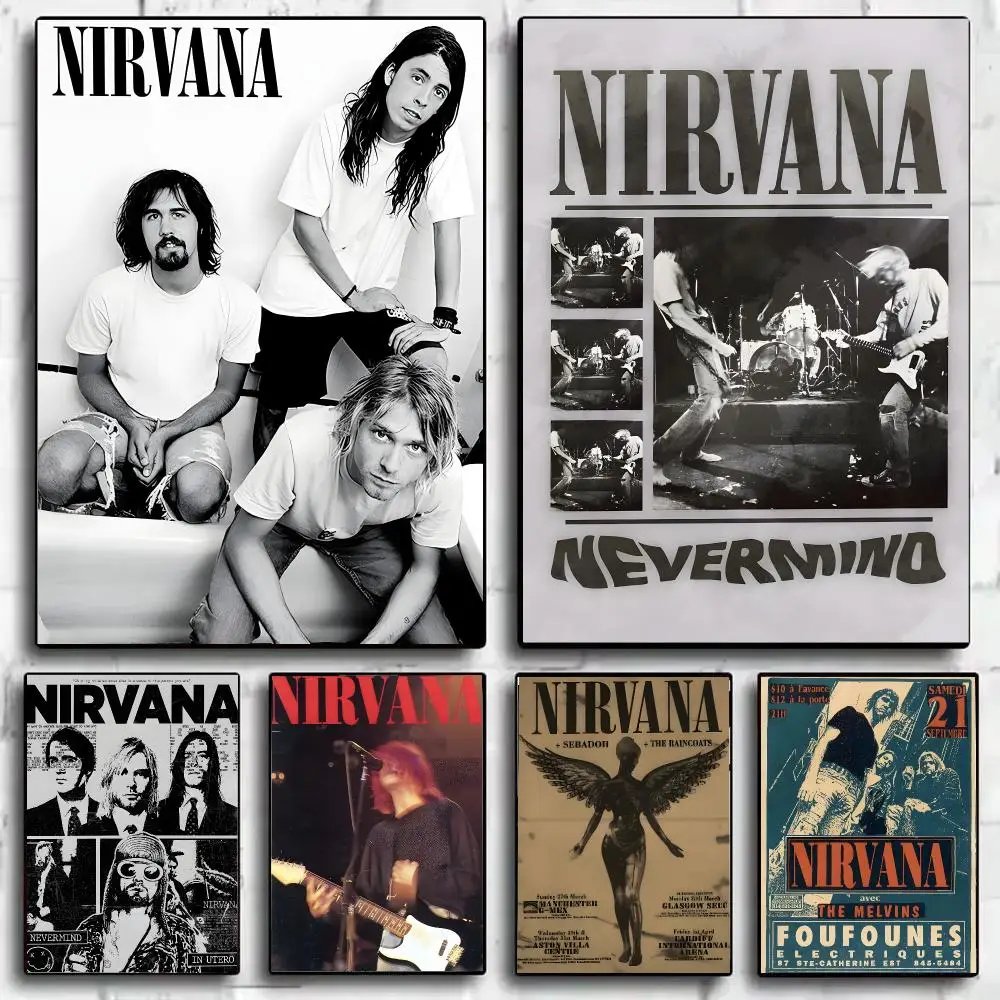 N-Nirvana Rock Band Poster Art HD Art Sticky Wall Waterproof Home Living Room Bar Decoration