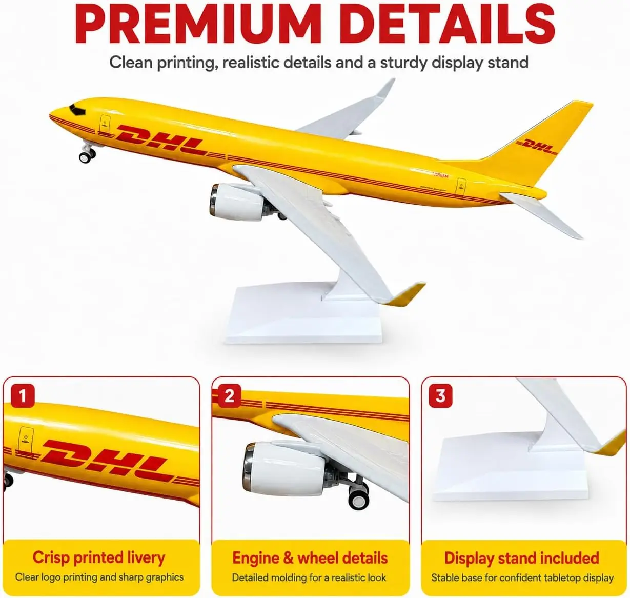 30cm 1/240 Scale DHL B737 Resin Airplane Model Kit With Landing Gear Wheel For Adult Enthusiast Gift or Collection Display