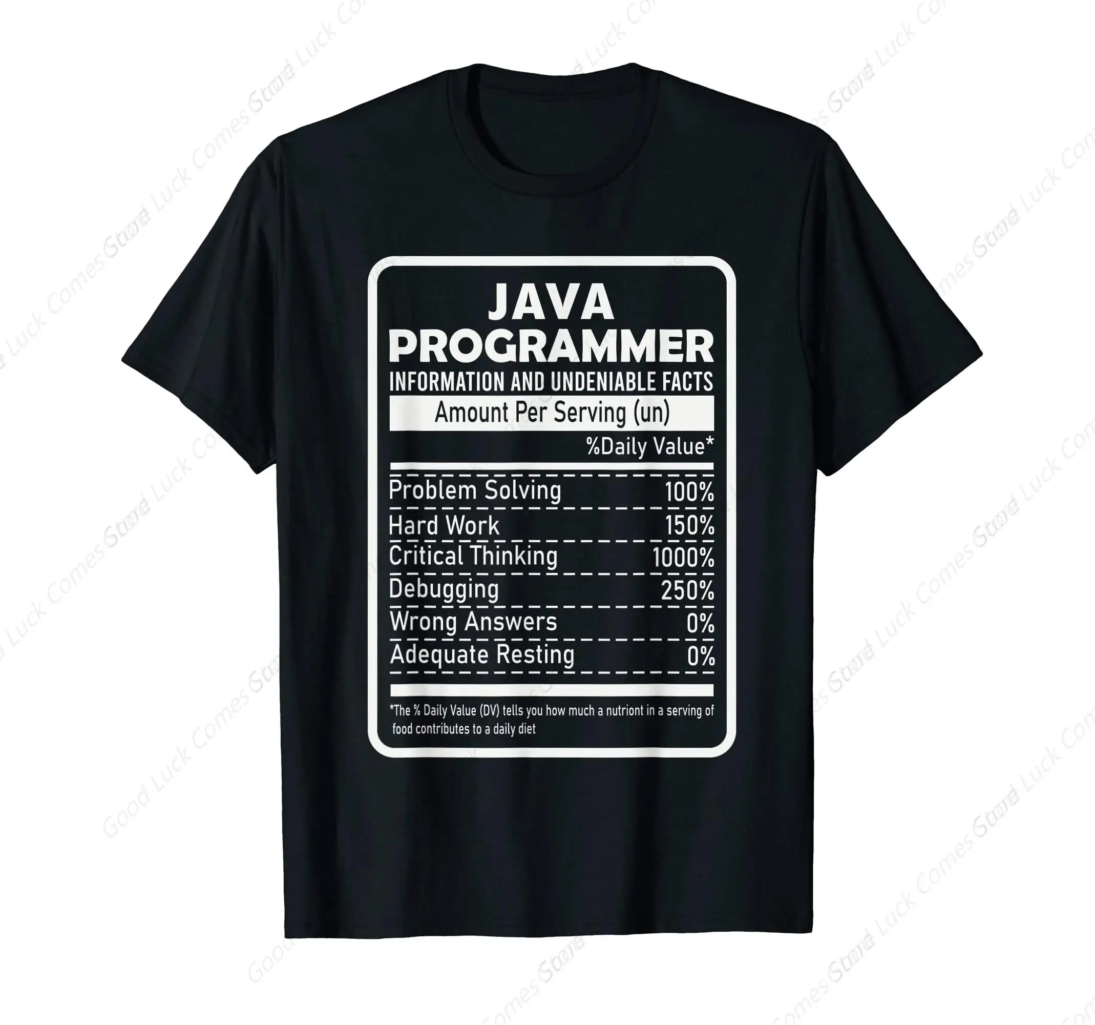 Funny Java Programmer Nutritional Facts Java Programming T-Shirt