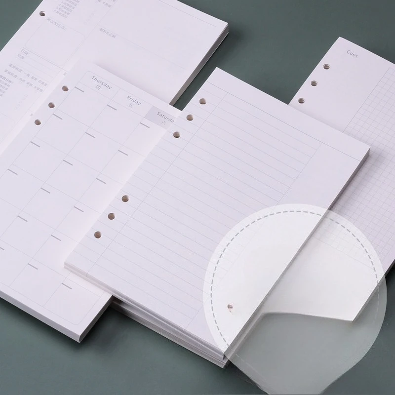A5 Loose Leaf Notebook Refill Spiral Binder Inner Page Weekly Monthly To Do Line Dot Grid Inside Paper Stationery