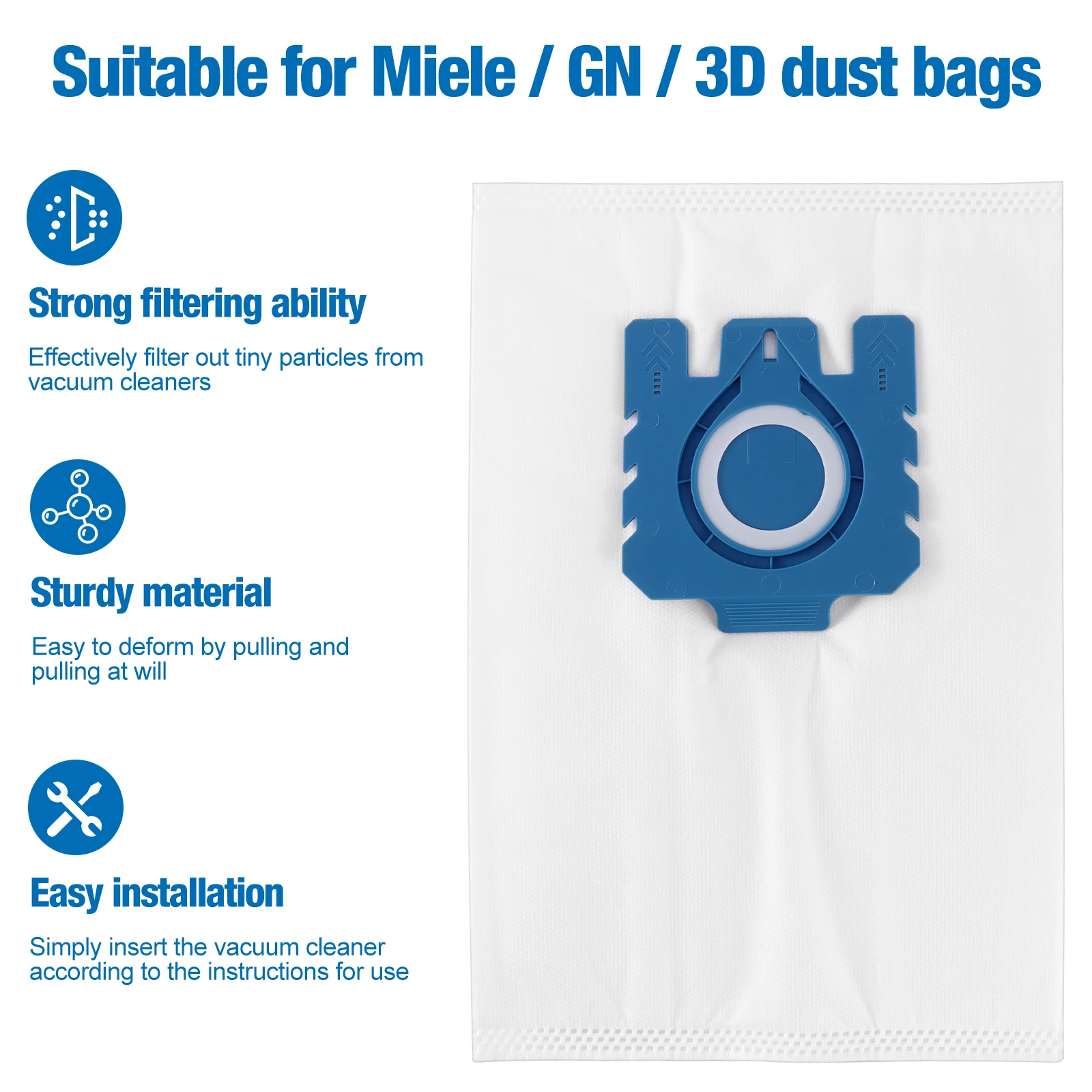 8x لأكياس Miele GN C1 C2 C3 مكنسة كهربائية S2 S5 S8 S5211 S5210 هوفر الغبار #4