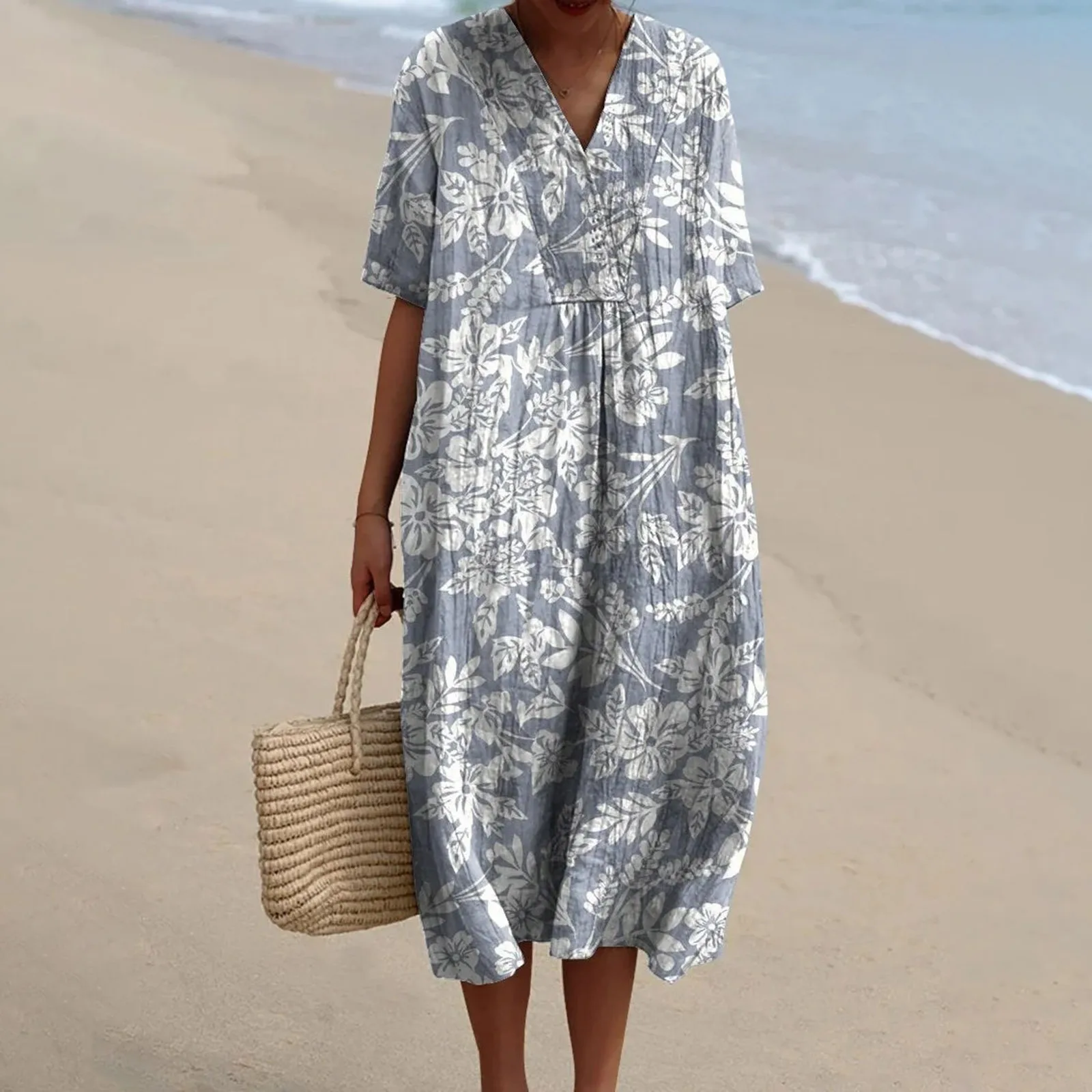 Plus Size Damskie koszule z długim rękawem Sukienka New Leaf 3d Printed Shirt Dress Eleganckie koszule rekreacyjne z kołnierzykiem z klapami Letnie kamizelki