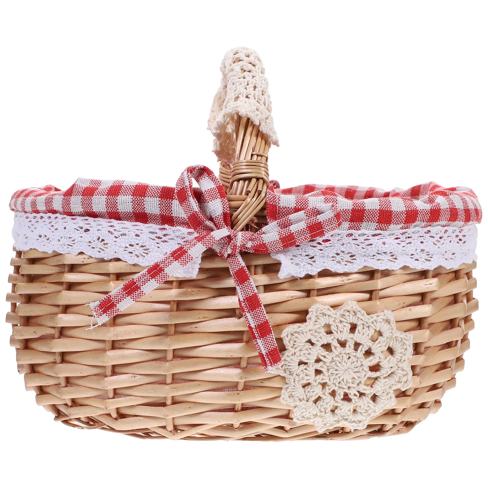 

Elegant Wicker Storage Basket Handled Picnic Gift Packing Willow Food Vegetable Simple Snacks Basket Kitchen Fruit Creative