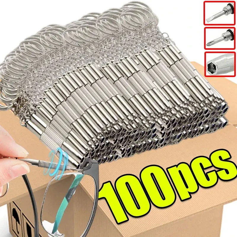 Steel Glasses Screwdriver Eyeglass Screwdriver Watch Repair Kit with Keychain Portable Hand Tools Precision Screwdriver Tools