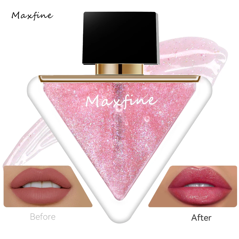 4-color moisturizing lip triangle oil, moisturizing transparent lip oil, natural lip enhancement lip gloss.