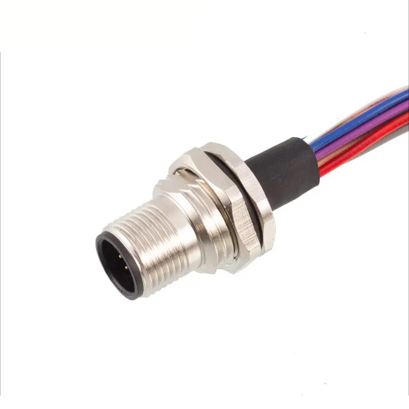 IP67 Cable Connector M12 Plug Metal 2 3 4 5 Pin Shielded Panel Mount Male Female Connectors Adapter Socket with 30cm Wire