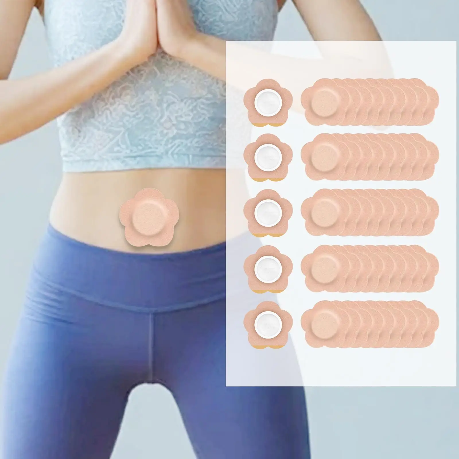 

50 Pieces Castor Oil Pack Wraps Comfortable No Wash Portable Anti Leakage Absorbent for Belly Button Skin Color Oil Not Included