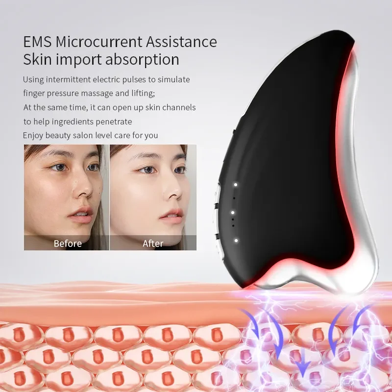 Soins de la peau 3 couleurs LED visage cou levage dispositif de beauté chaud et froid Gua Sha masseur Facial