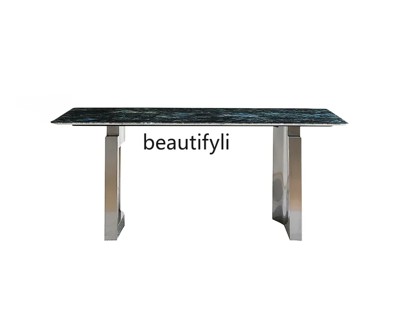 

Italian Mild Luxury Marble Dining Table Super Crystal Stone Natural Luxury Stone Villa Minimalist Designer Home Rectangular