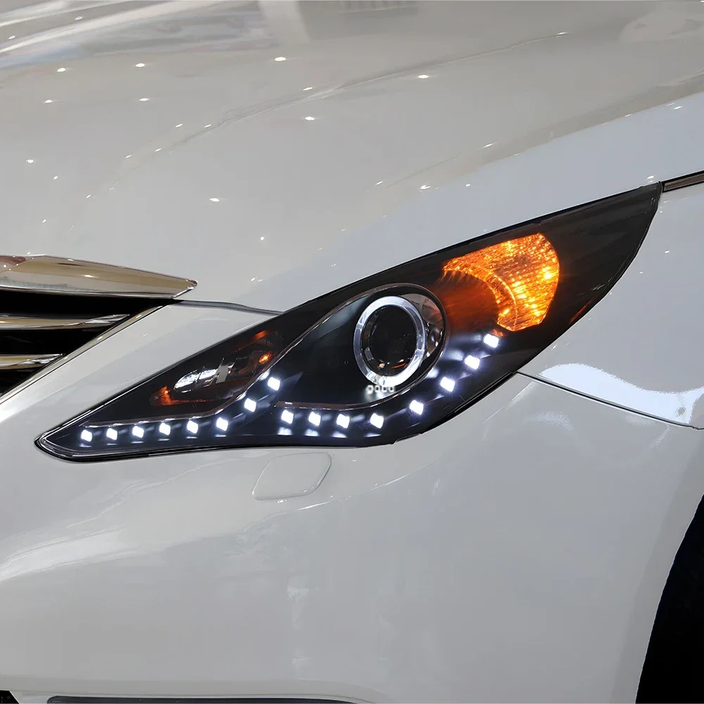 

Для Hyundai Sonata 2011-2015 светодиодные автомобильные фары в сборе, обновленный бифокальный объектив проектора, автомобильные передние фонари, аксессуары