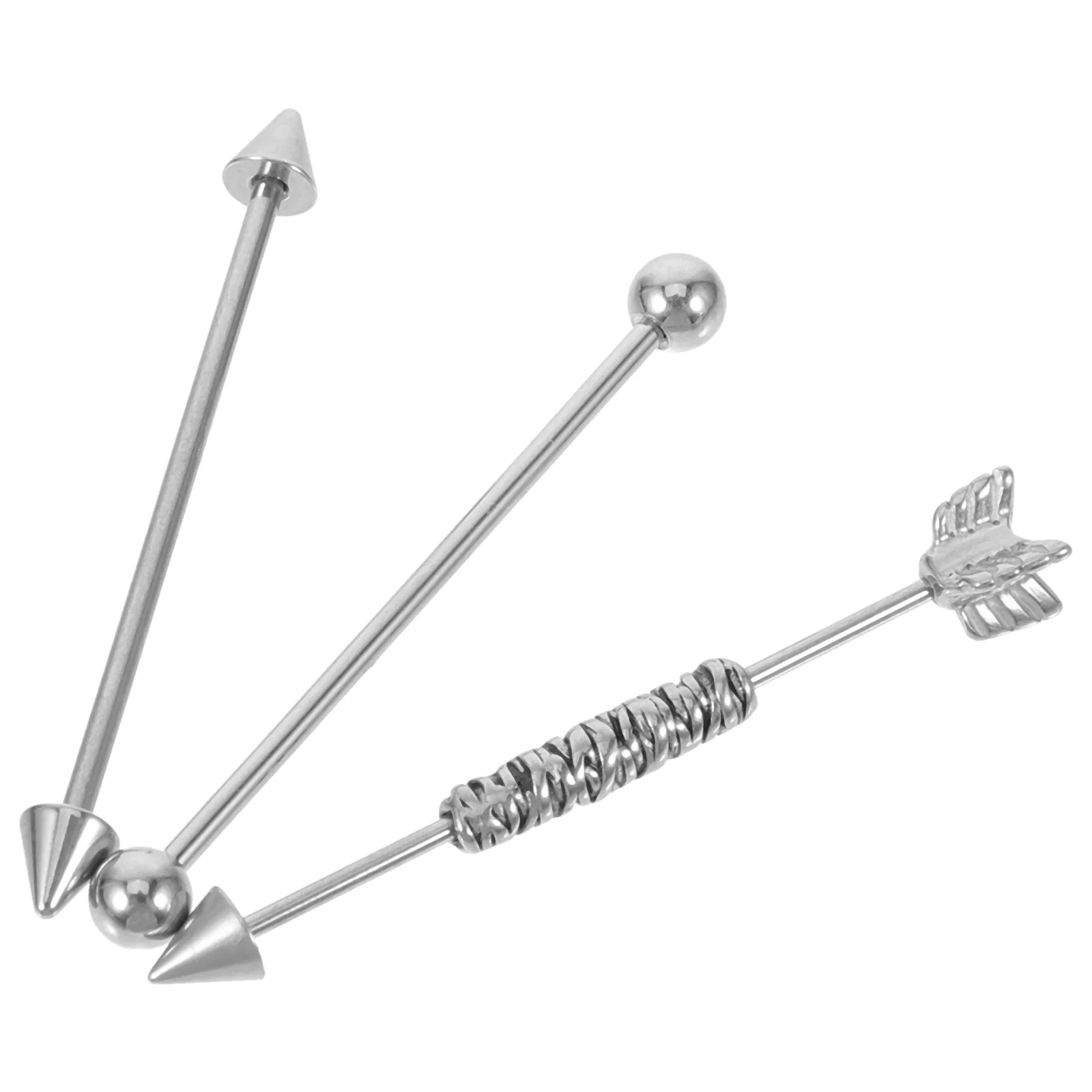 

3Pcs Arrow Industrial Barbell Earrings Stylish Comfortable Stainless Steel Piercing Jewelry for Cartilage Birthday Mothers Day