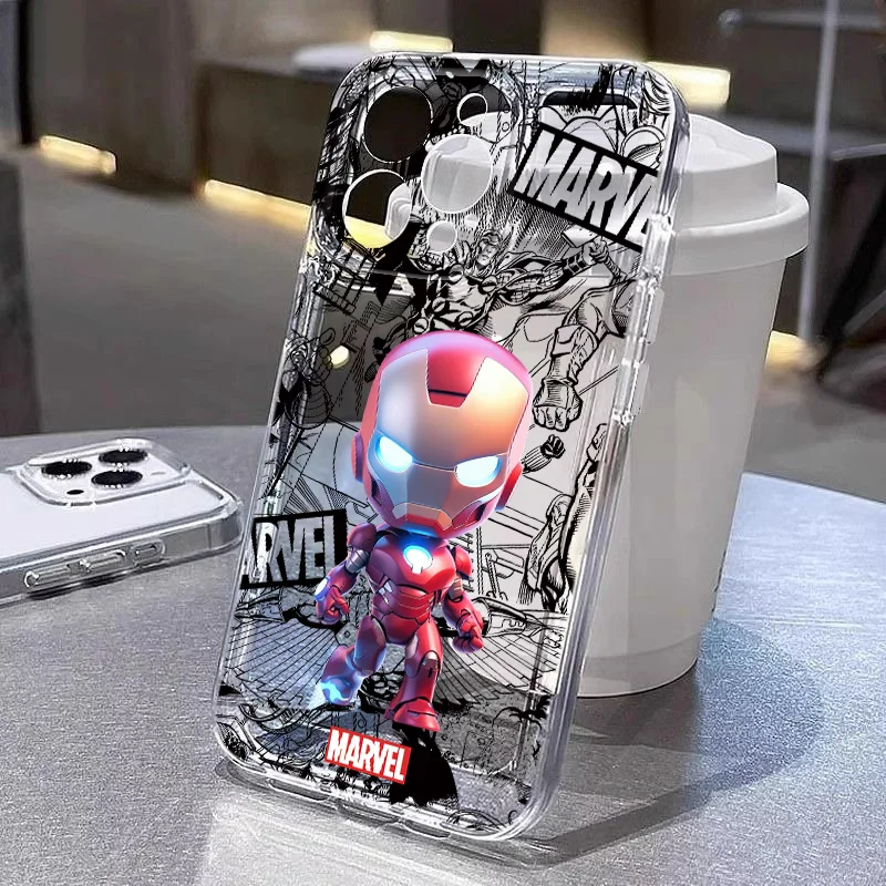 

Marvel Iron Man Cool For Redmi 10X 12C Note 11 12 13R POCO X3 4 6 M4 5S 6 F5 Mi 14 Transparent Space Phone Case Funda Cover Capa