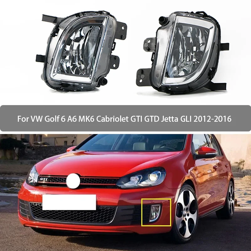 Fog Lamp Assembly Front Bumper Fog Lights For VW Golf 6 A6 MK6 Cabriolet GTI GTD Jetta GLI 2012 2013 2014 2015 2016 5K0941699E