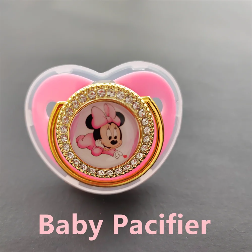 Bling Pink Newborn Diamond Pacifier Soother Baby Boy and Girl Cute Cartoon Image Dummy Supplies Infant Chew  Teether Finger Toys