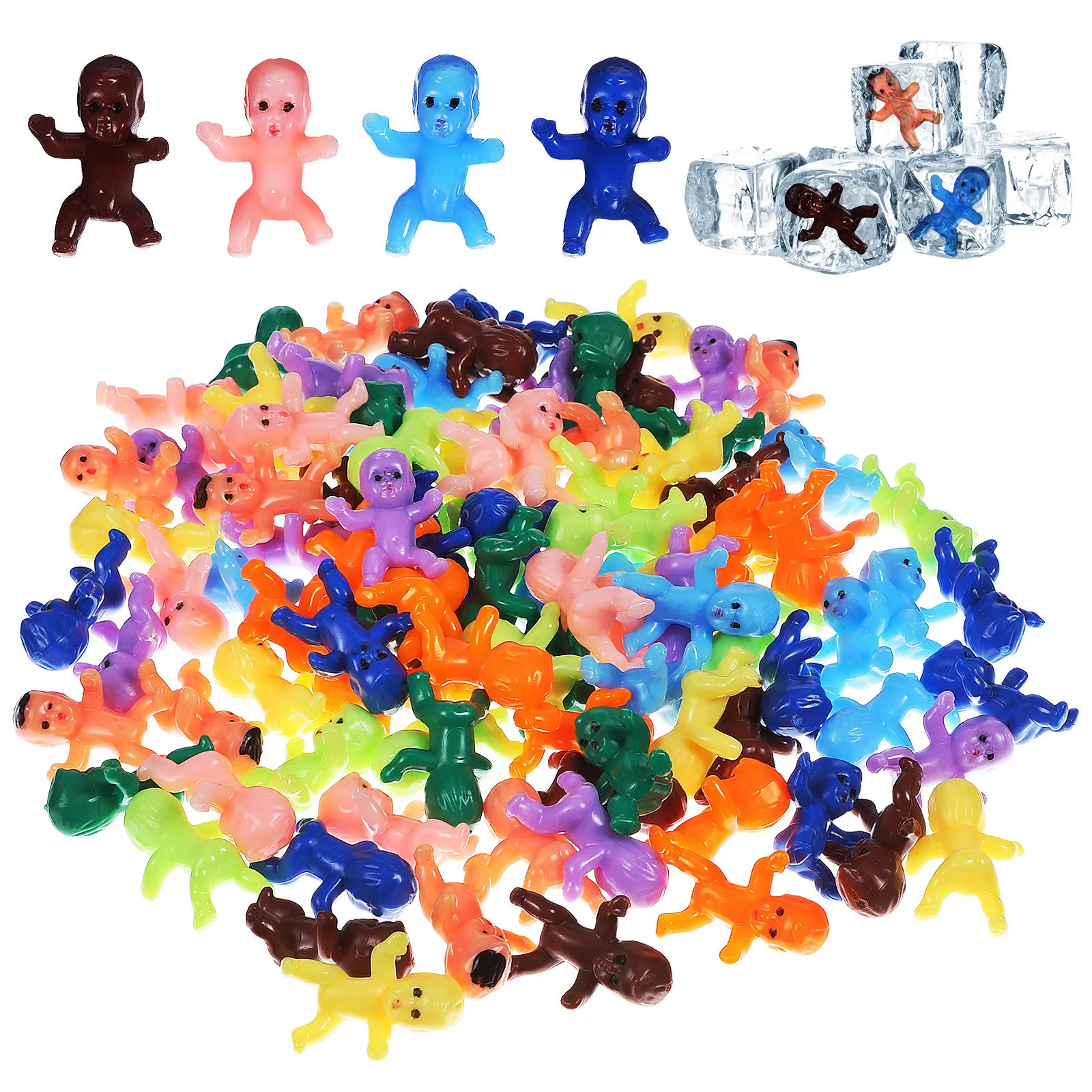 

100Pcs Mini Babies Unique Posed Plastic Babies for Baby Birthday Party Decor Cake Topper Small Baby Shower Favors
