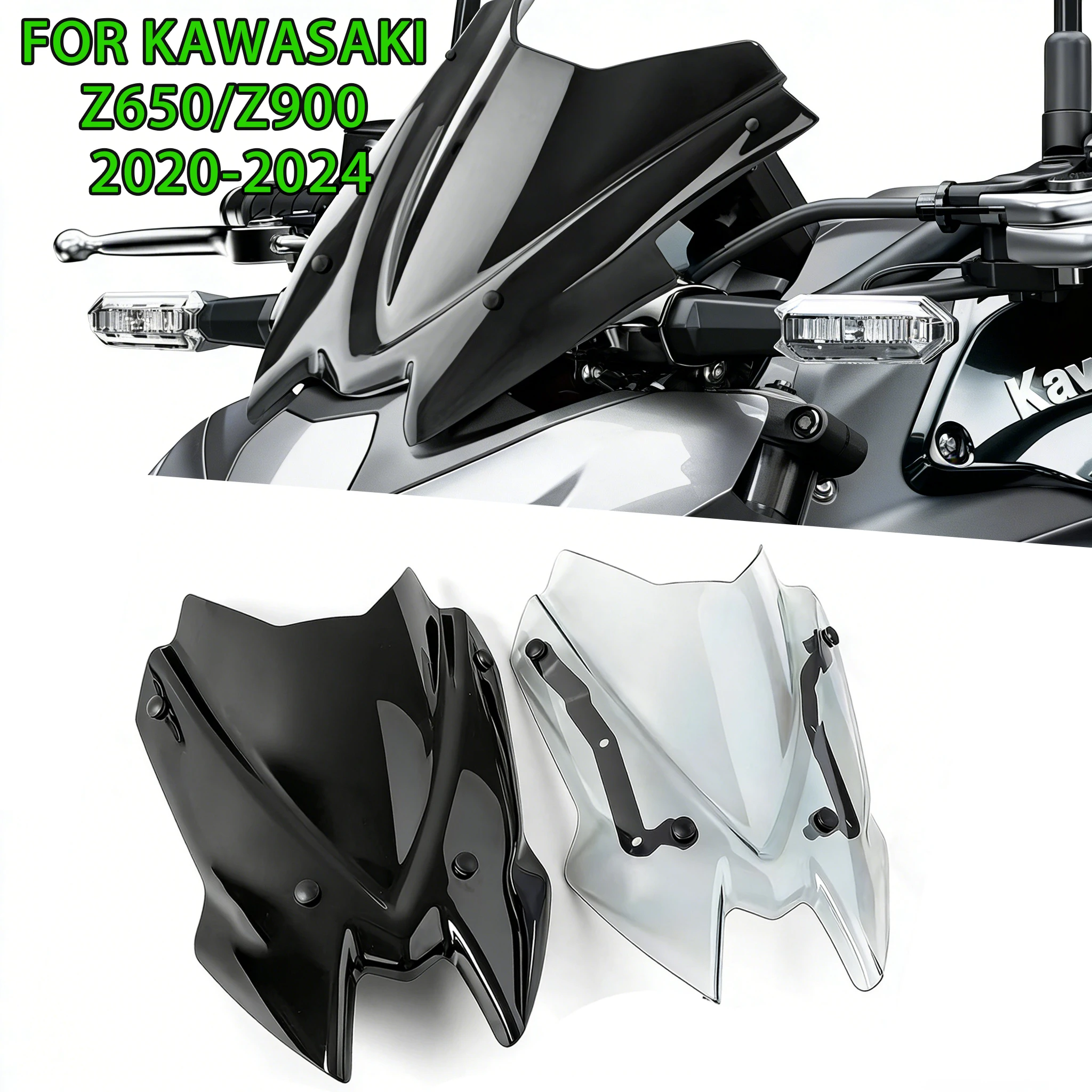 

Motorcycle Windscreen Windshield For Kawasaki Z650 Z900 Z 650 900 2020-2024 Sports Wind Screen Shield Viser Wind Deflector