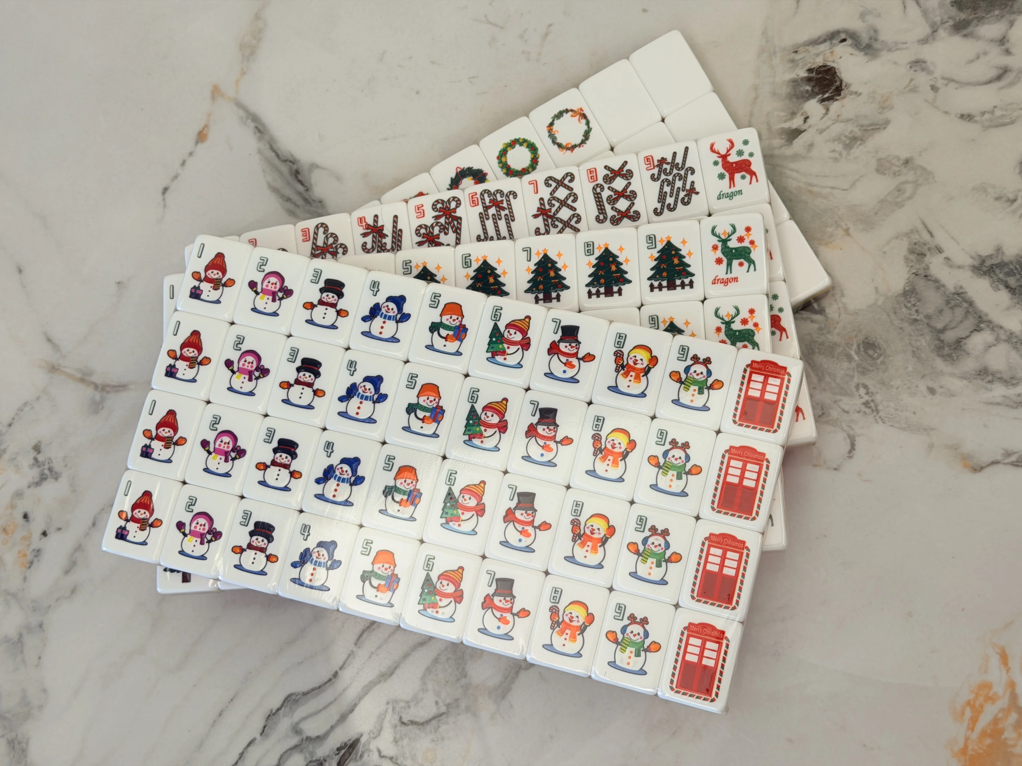 Luxurious Double-Sided Carved 4-Layer Acrylic Mahjong Set with Trendy Storage Bag - Premium Christmas Gift Item