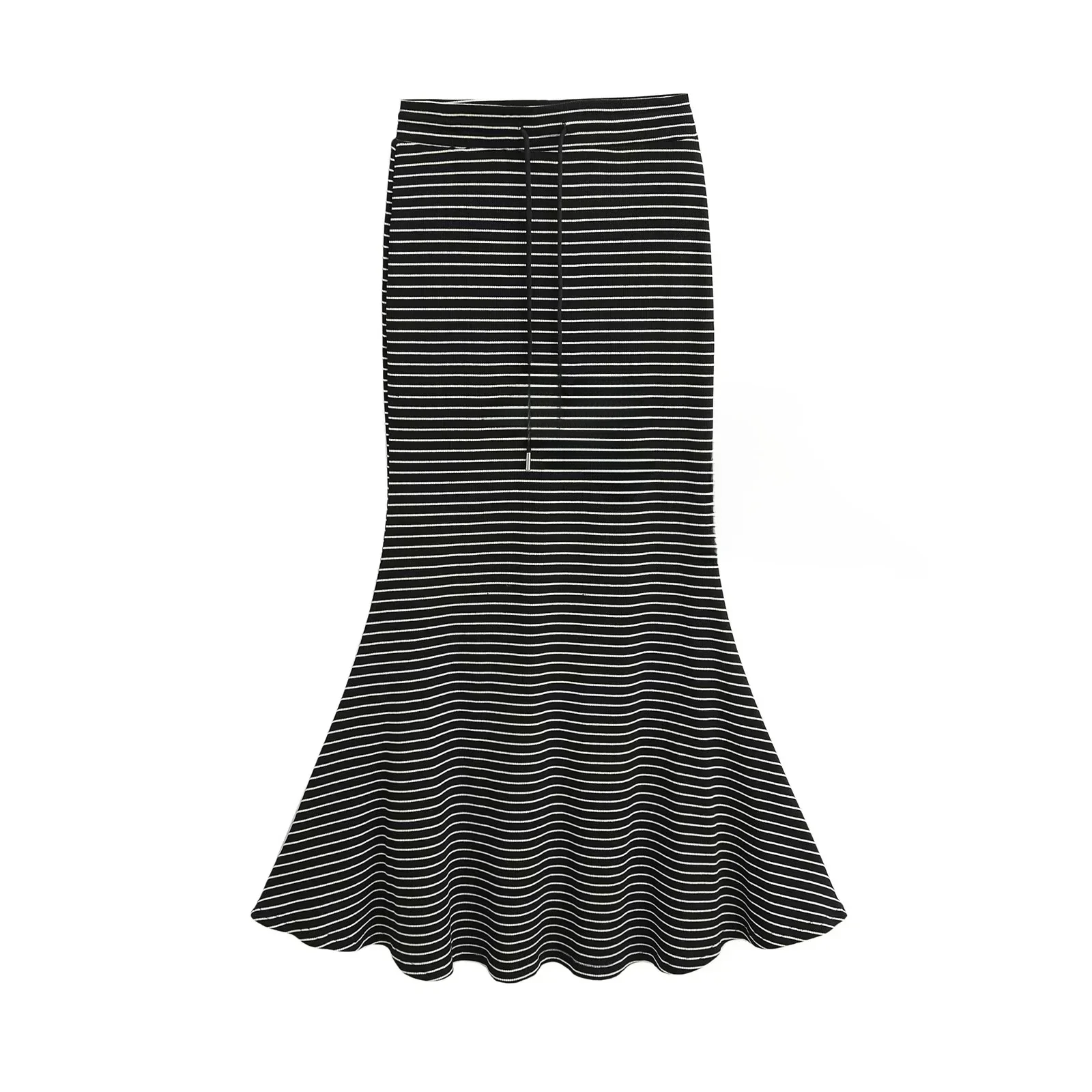 Hoge Taille Slim Fit Gestreepte Rok Vrouwen Sexy Bodycon Fi Staart Lange Rok Dstring Casual Pendelen Lente 2025