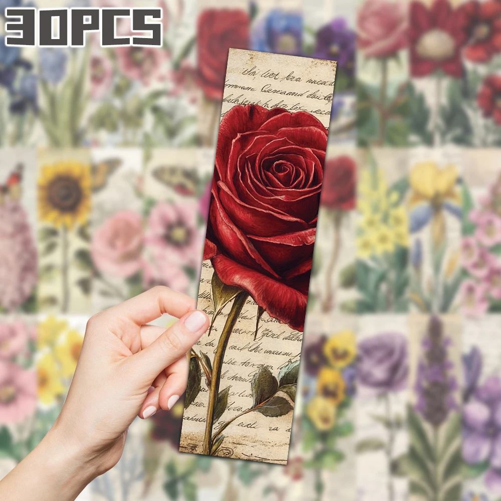 

30pcs vintage flower bookmark Back to school book decorative cards reading label Stationery Gifts for Book Club Reader Birthday