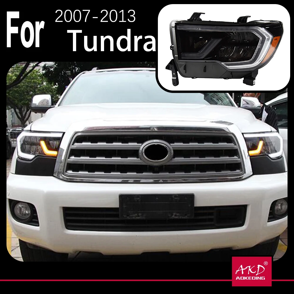 AKD-Car Model For Toyota Tundra 2007-2013 Sequoia Front Head Light Replacement DRL Daytime light Projector Facelift