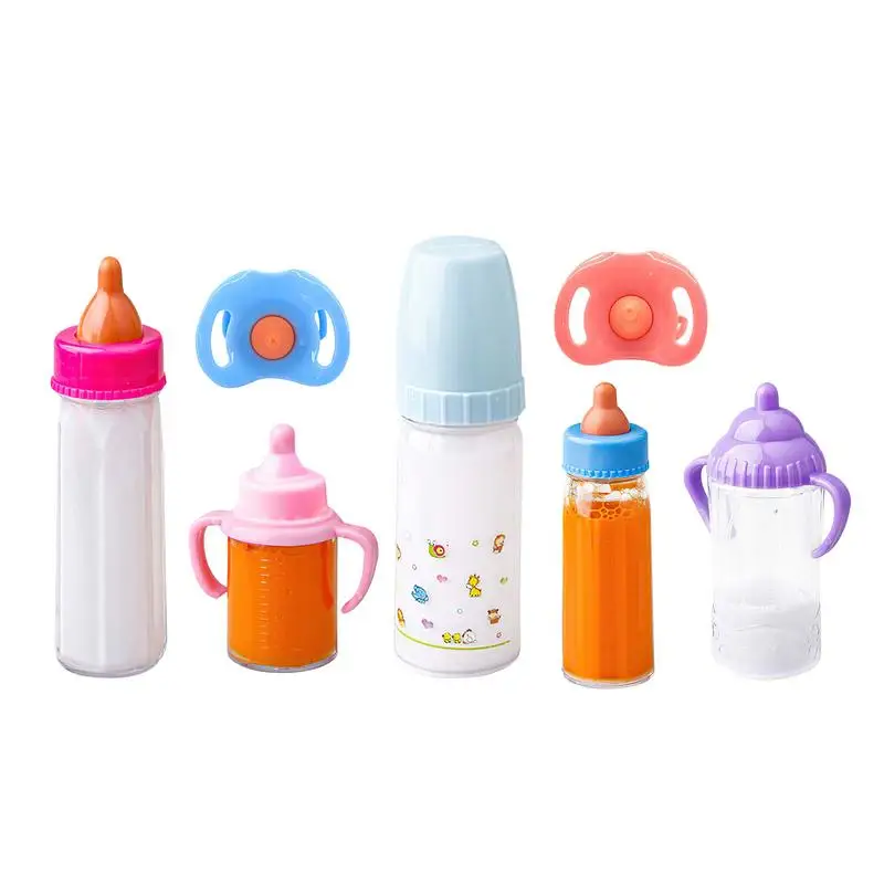 Doll Nursing Bottle 3pcs 18inch Doll Magic Milk Juice Bottles With Pacifier Bibs Juice Bottles Magic Milk Bottles Newborn Dolls