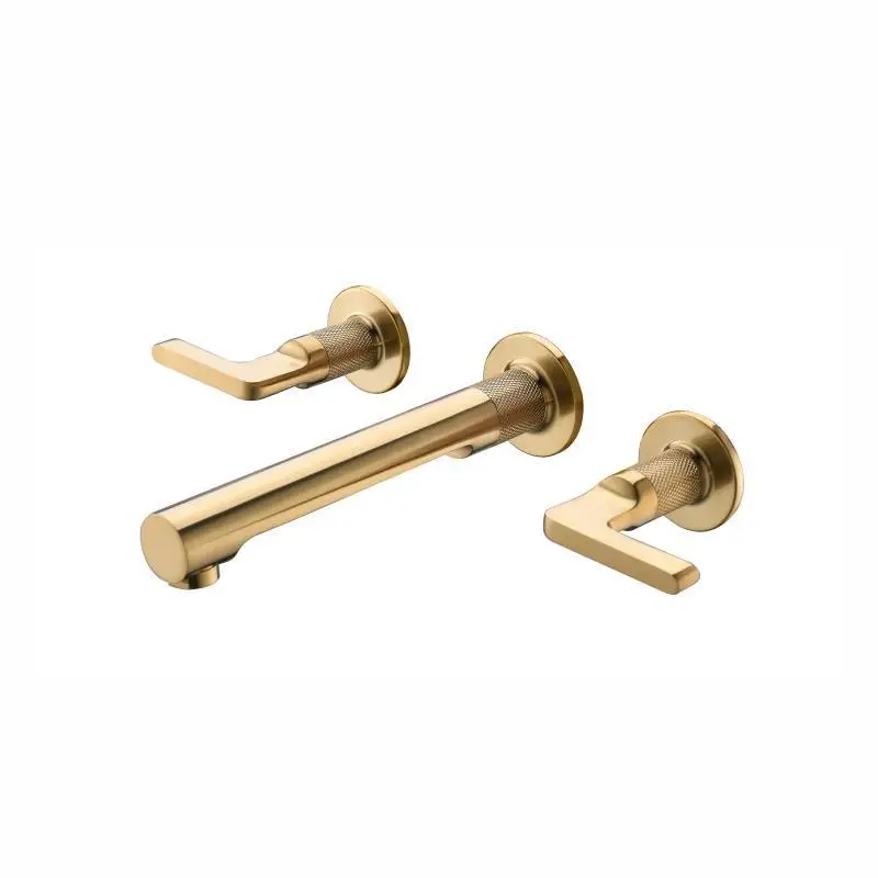 

Wall embedded box faucet copper washbasin concealed double handle faucet drawing gold 38024