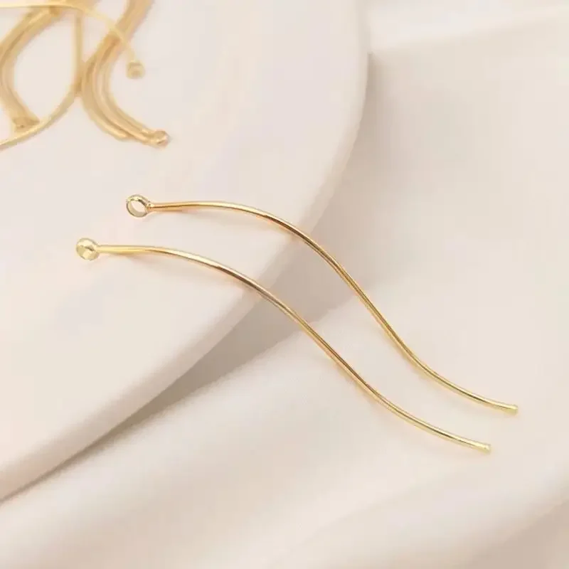 Forma de S lisa chapada en oro de 14K con anillo de elevación, colgante de un solo anillo de nueve agujas, varilla colgante para oreja, accesorios DIY