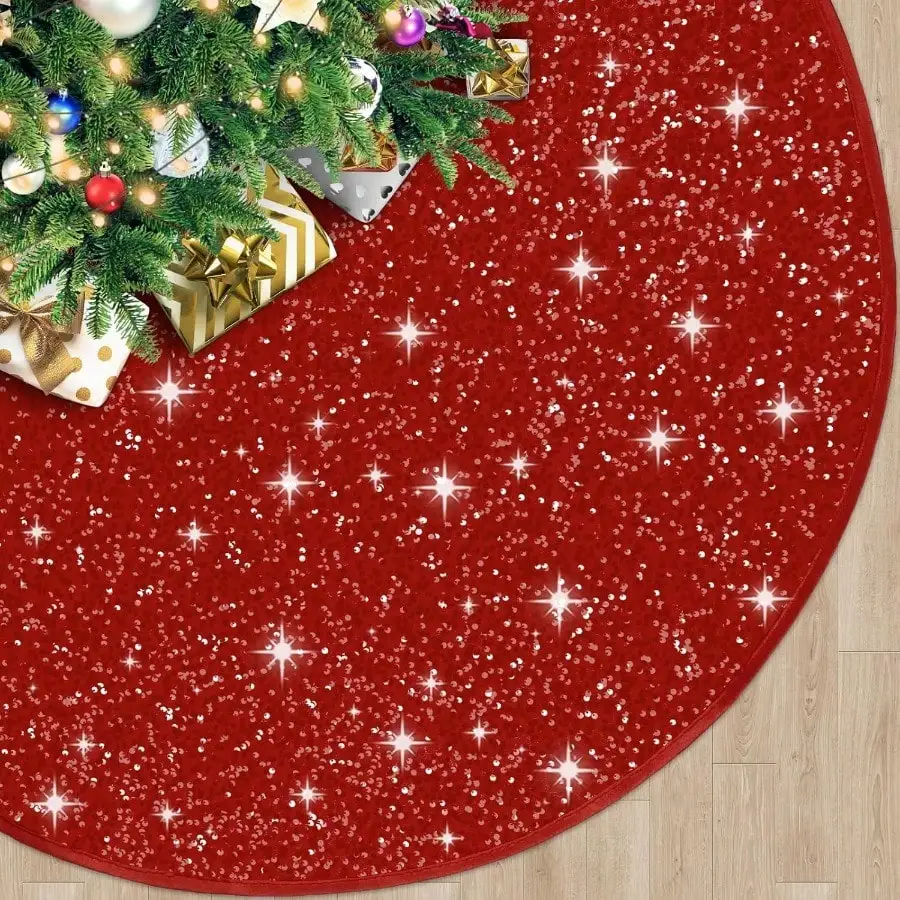 

Christmas Tree Skirt 21 Inch Red Tree Skirt Satin Skirt With Small Sequins For 3 4 5ft