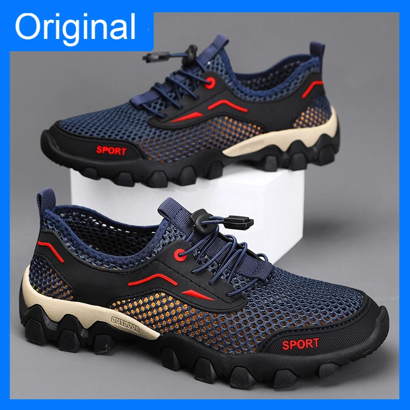 Mens Walking Shoes Summer Outdoor Soft Soled Anti Slip Lightweight Camping Hiking Shoes Mesh Breathable Versatile Casual Shoes