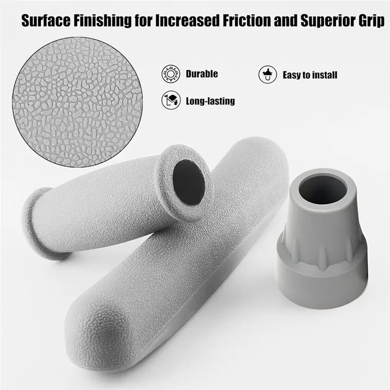 AA20-7/8 Inch Replacement Crutch Pads Anti-Slip, Rubber Padding For Walking Under Arms Crutches, Hand Grips, And Feet Caps