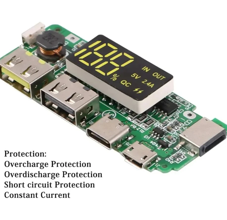 2 18650 شواحن بطارية ليثيوم 5 فولت 2.4A المزدوج USB لوحة دوائر كهربائية وحدة عرض LCD رقمية