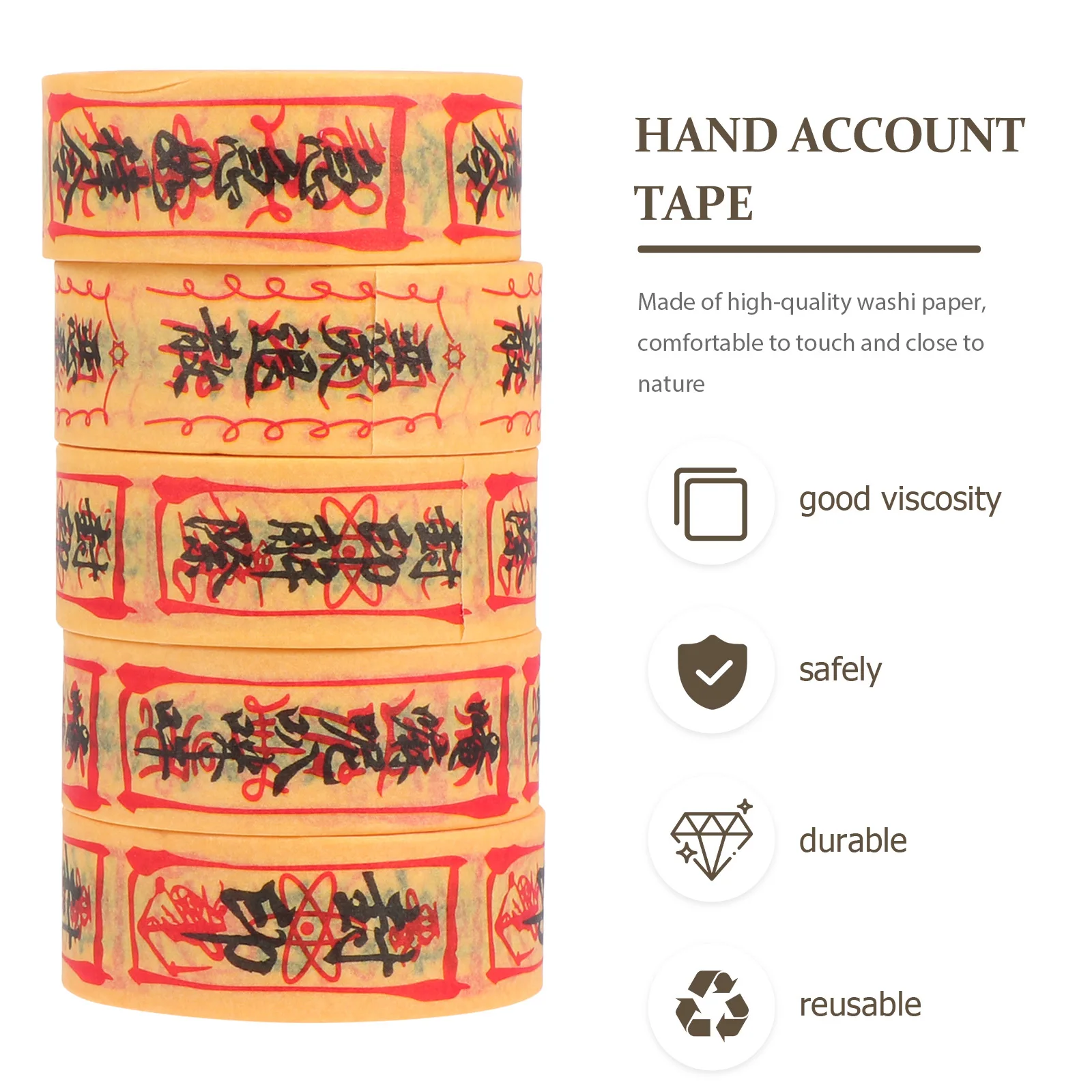 5 لفات من أشرطة رون اللاصقة الكرتونية المزخرفة لأشرطة القصاصات DIY كتيبات يوميات علب الهدايا وملصقات القرطاسية