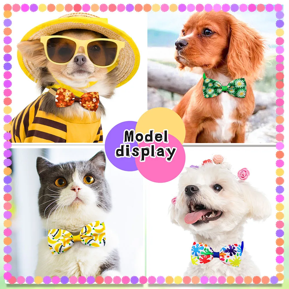 20PCS Summer Small Dog Bow Tie  Sunflower Pet Dog Bowties Collar Summer  Pet Grooming Accessories