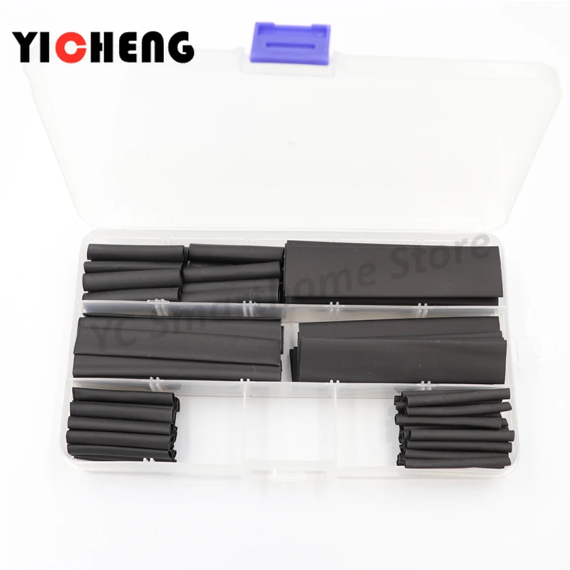 Boxed 127PCS schwarz umwelt freundliche flammschutzmittel schrumpfschlauch set 2:1 tasche schrumpfschlauch kombination