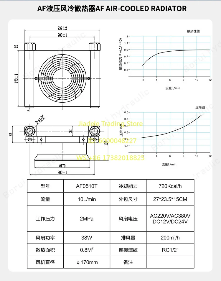 AF0510T Hydraulic air-cooled radiator High-efficiency heat dissipation Suitable for small and medium-sized hydraulic systems
