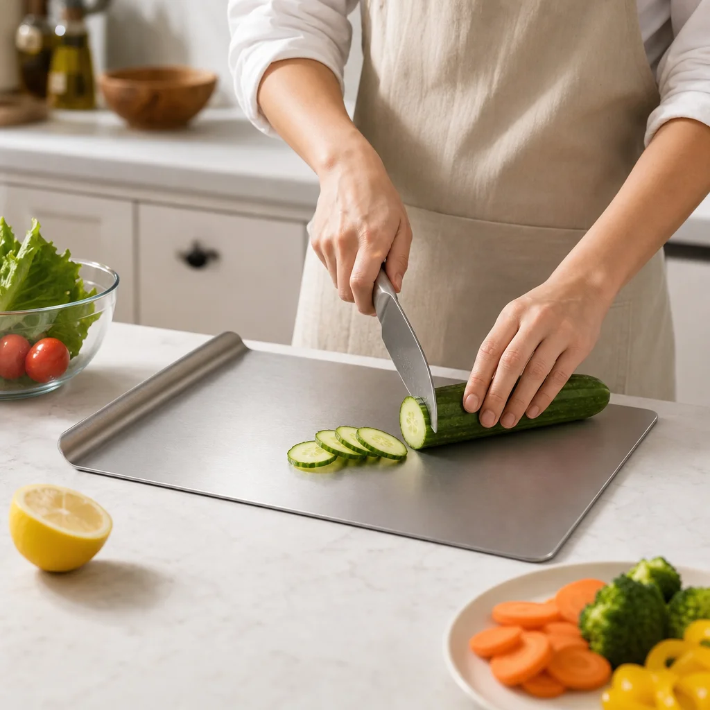 304 Stainless Steel Rolling Board Non-Stick Pastry Board with Raised Edge Food Grade Kneading Board for Kitchen