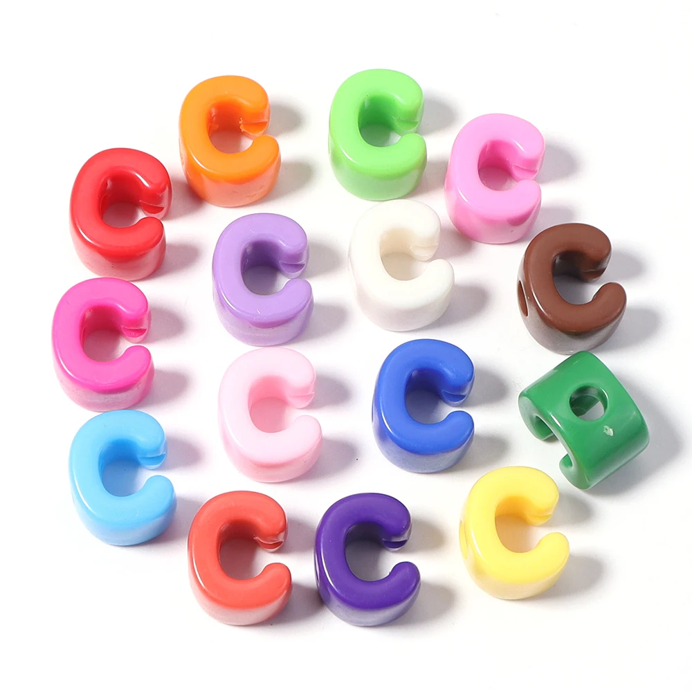 10 Stück Acrylperlen mit großem Loch, 26 englische Alphabet-Buchstabenperlen für Früherziehung, für DIY-Schmuck, Schlüsselanhänger, Lanyard-Zubehör – Detail 10