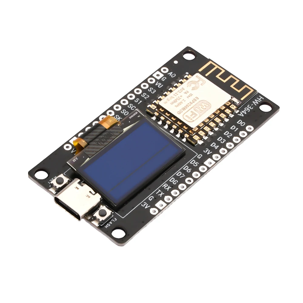 Nodemcu ESP8266 Development Board Serial wifi Module CH340G with 0.96 OLED Screen Type-C/Micro USBI2C SPI ESP8266