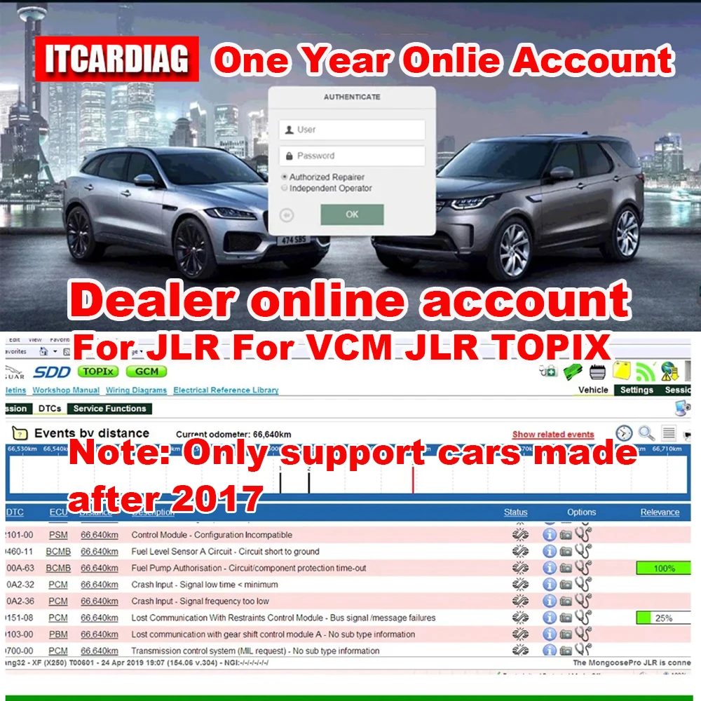 Dealer Online Account Service Log In One Year For TOPIX for JLR SDD for Land Rover for VCM Car Repair Online Coding Programming