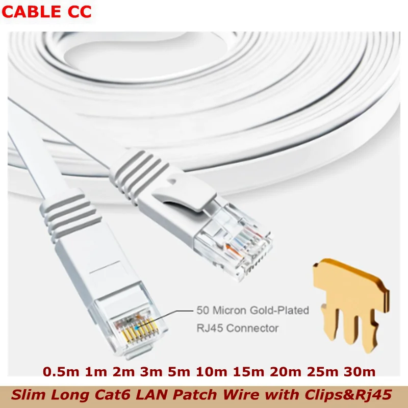 

Cat 6 Ethernet Cable , 10Gbps , Flat RJ45 Internet LAN Computer Patch Cable for Router, Modem, Switch, Gaming Consoles, White