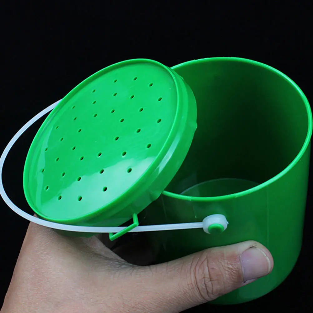 

2Pcs Fishing Bait Bucket Strong Portable Breathable Earthworm Maggot Storage Container for Fishing Lures Earthworm Bucket