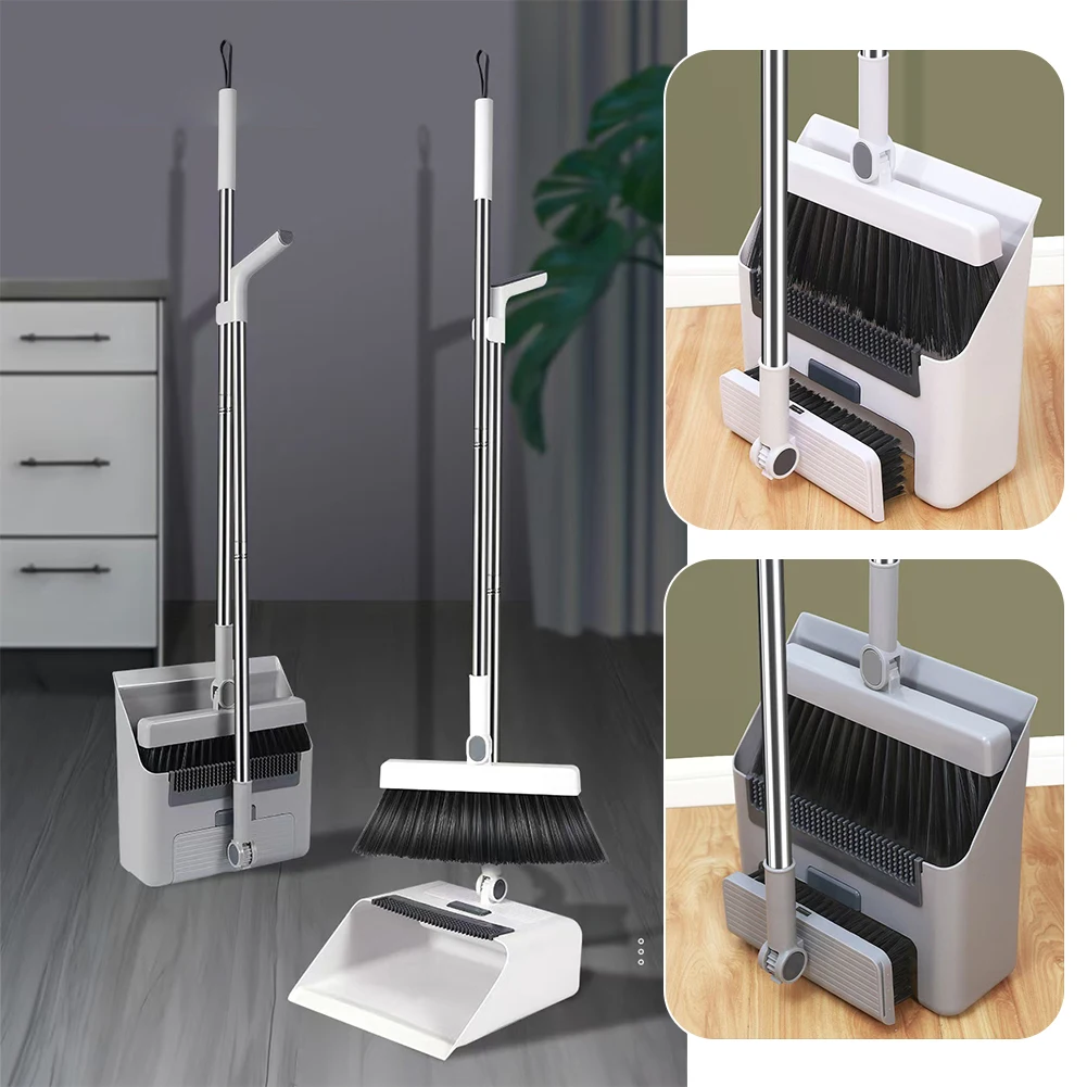 3 in 1 Folding Brooms Dustpan Set Multifunctional Sweeping Cleaning Brooms Set Household Cleaning Tool for Living Room Bedroom