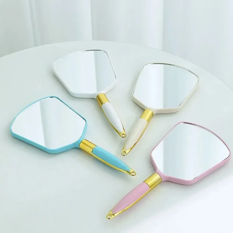 Vintage Handheld Makeup Mirror with Handle Hand Vanity Irregular Salon Dressing Table Compact Mirror for Dentist Home Cosmetics