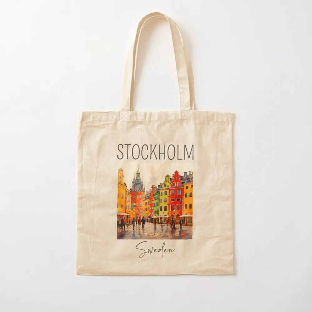 A Watercolor Design of Stockholm - Sweden Tote Bag Shopper bag bags woman 2025 Cloth bag