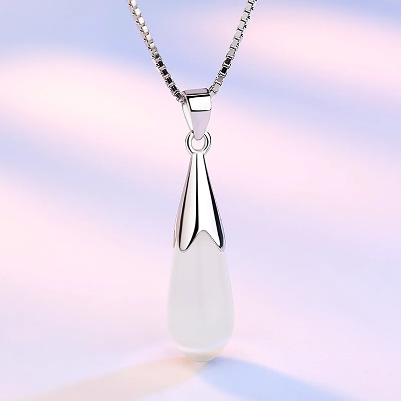 

925 Sterling Silver Pink Wihte Water Drop Crystals Necklaces For Women Wedding Jewelry Accessories Everything