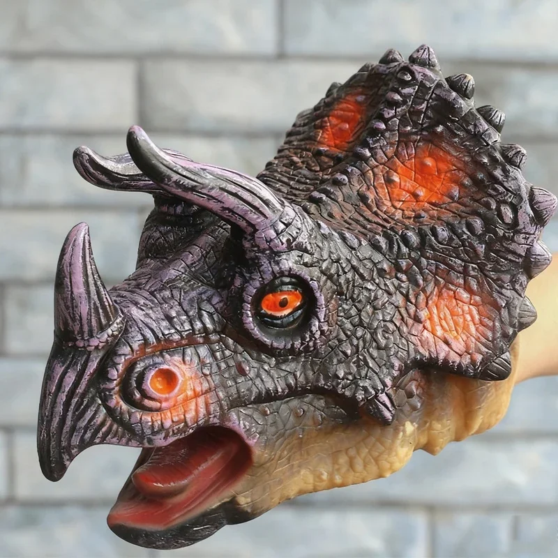 Marionetas de mano, modelo de cabeza de dinosaurio, juguete realista t-rex dinosaurio tiburón Triceratops, modelo Animal, juguete suave para niños y niñas, regalos, 1 ud.