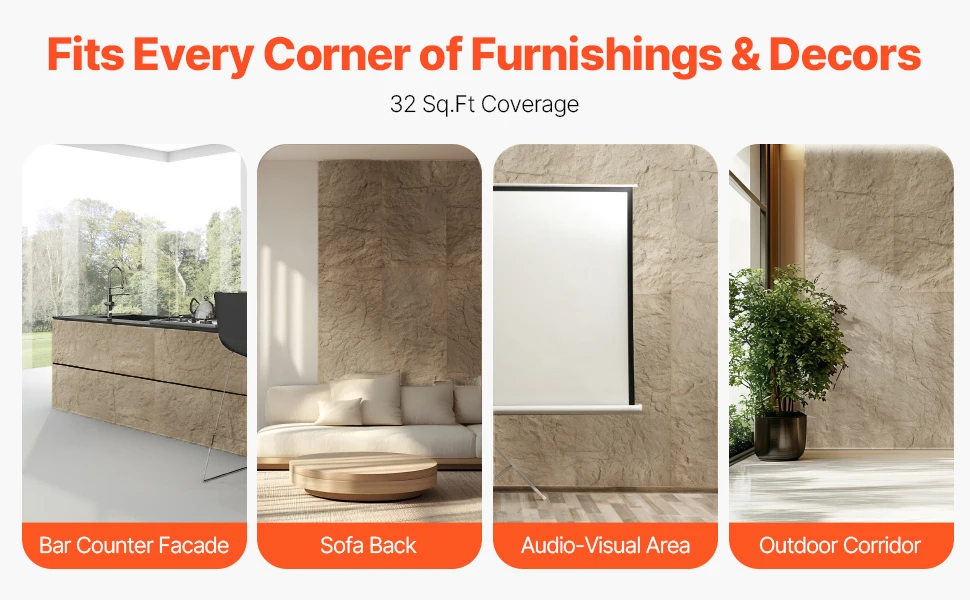 VEVOR 3D Wall Panels 4Pack 48x24in PU Natural Stone Imitation Wall Art Tiles Interior Home Decor for Ceiling Bedroom Gaming Room