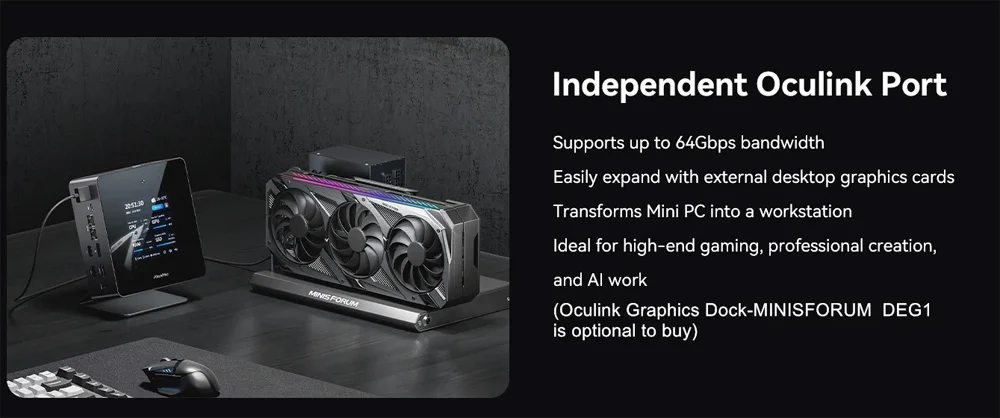 AtomMan X7 Ti 4 "شاشة كمبيوتر صغير Intel Ultra 9-185H 2 * USB4 2 * 5G RJ45 كاميرا Oculink Win11 كمبيوتر ألعاب كمبيوتر صغير WiFi7 DP HD