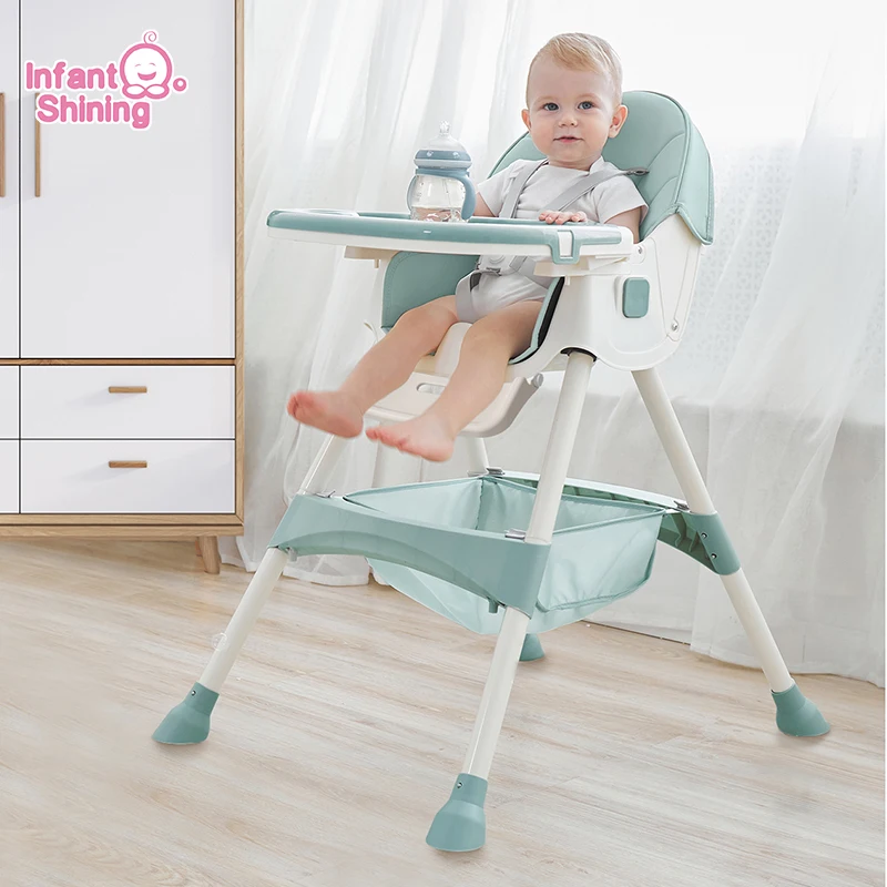 Kids Highchair Feeding Dining Chair Double Tables Macaron Multi-function Height-adjust Portable with Storage Bag