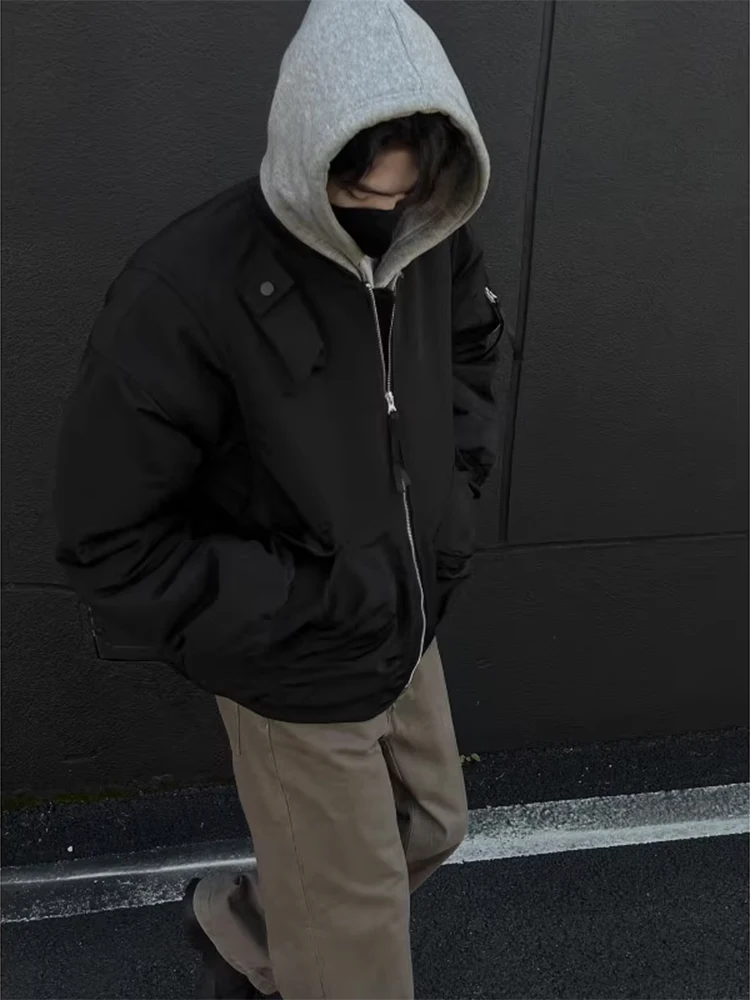 

American High Street Sle Thiened Cotton Pilot Jaet for Men Winter Warm Bomber Workwear Outerwear Trendy Brand Youth